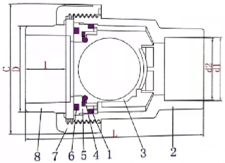 Single Union Check Valve Parts